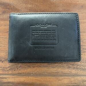 Coach Compact ID & Credit Card Wallet Black Leather